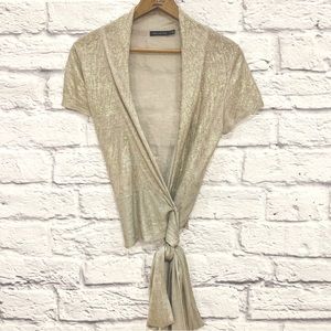 Gold Linen Wrap Top